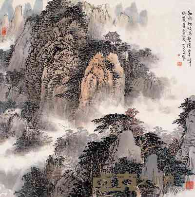王克文 秋雨群峰 片 69×69cm